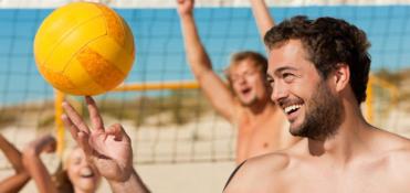 Playing volleyball