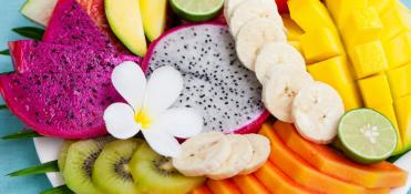 Plate of tropical fruit