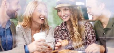 Friends enjoying a meal together