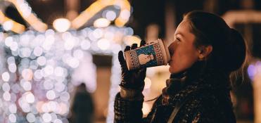 Woman having a holiday drink